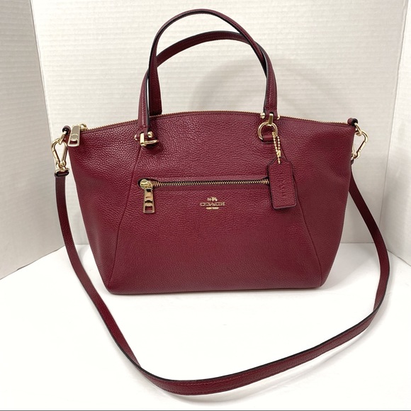 Coach Handbags - Coach Prairie Dark Fuchsia Pebble Leather Satchel
